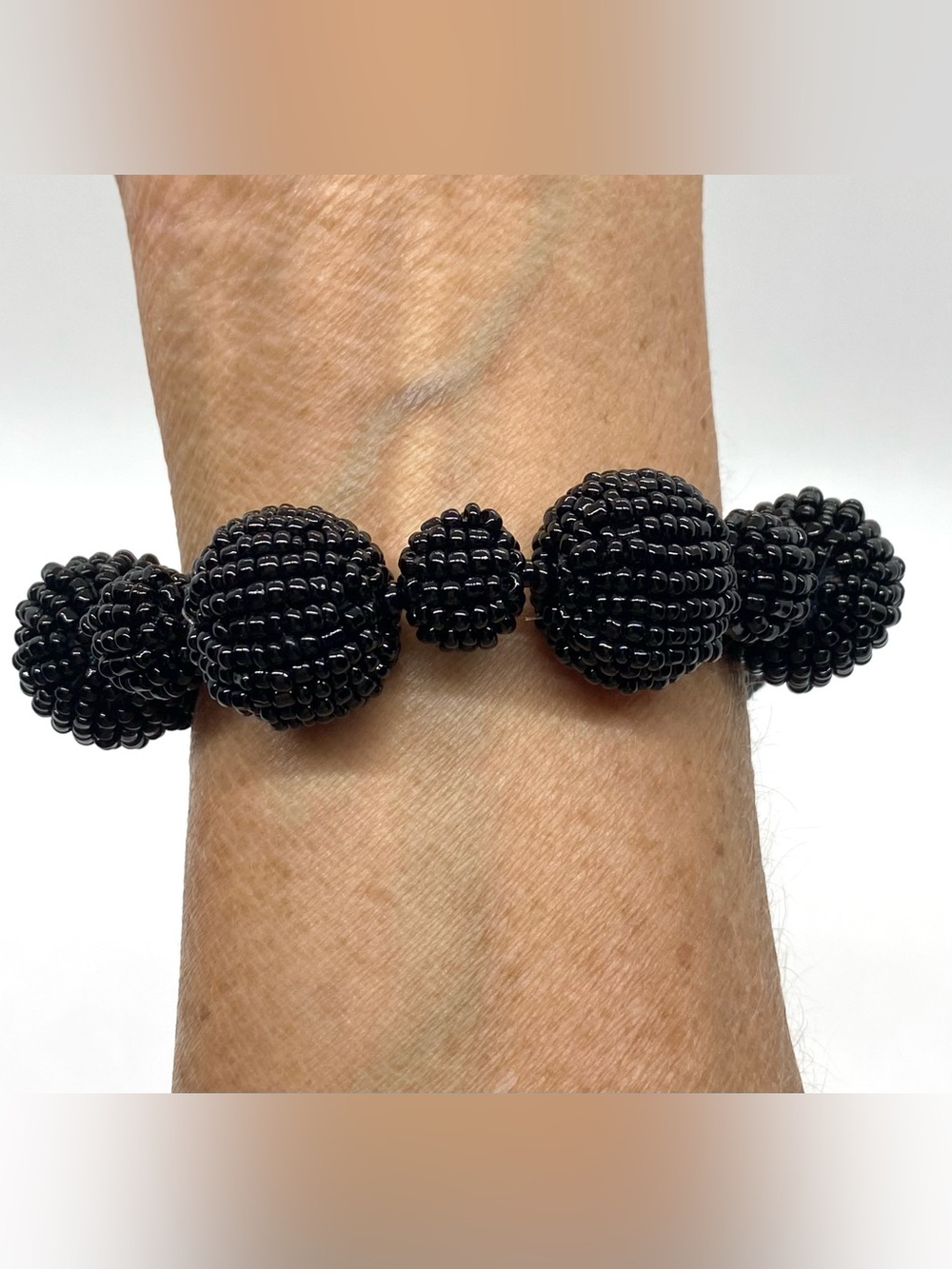 Vintage Black Beaded Bracelet Boho Y2K Whimsigoth Eclectic 90s Minimalistm - Picture 4 of 5